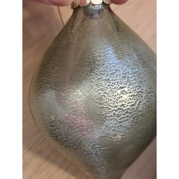 5- Green Gold hand crafted glass Xmas ornaments onion tear drop Glitter Leafs - Picture 3 of 14